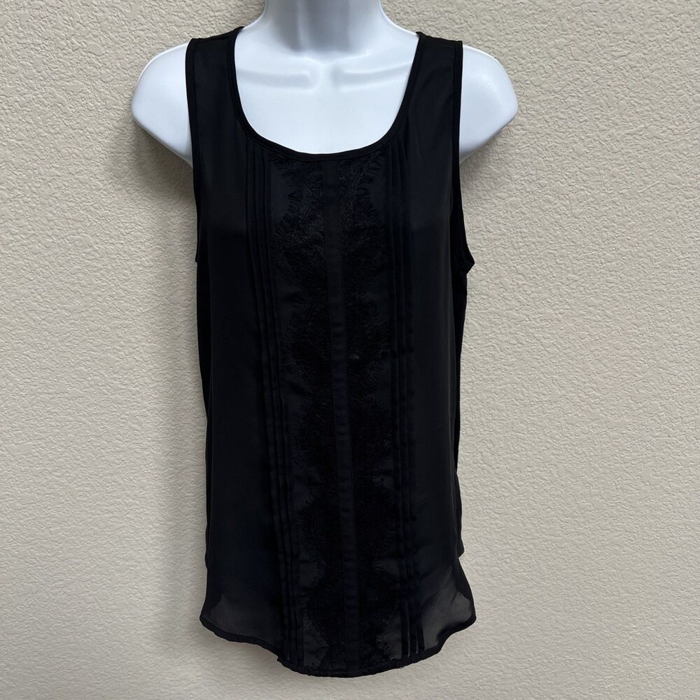 Lauren Conrad Sleeveless Blouse Black Lace Detail Tank Top Size Medium